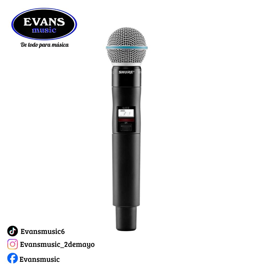 Shure QLXD2/B58 – Transmisor de mano QLXD2 con cápsula Beta 58A – Banda L50